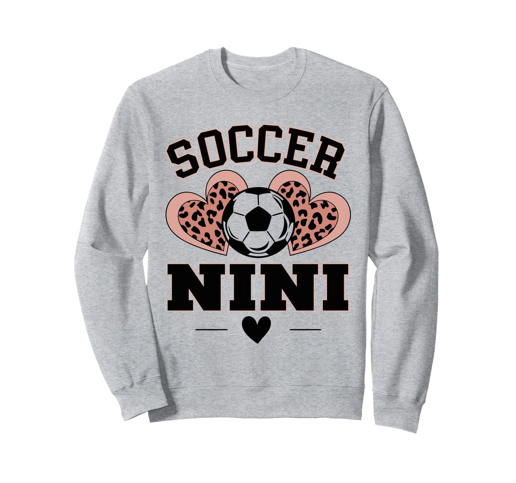 Soccer Nini Leopard Heart Sweatshirt - Casual Everyday Wear for Adults - T-Shirt, Sweatshirt, Hoodie