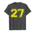 Number 27 Varsity Distressed Sport Team T-Shirt - Graphic Print for Adults - T-Shirt, Sweatshirt, Hoodie