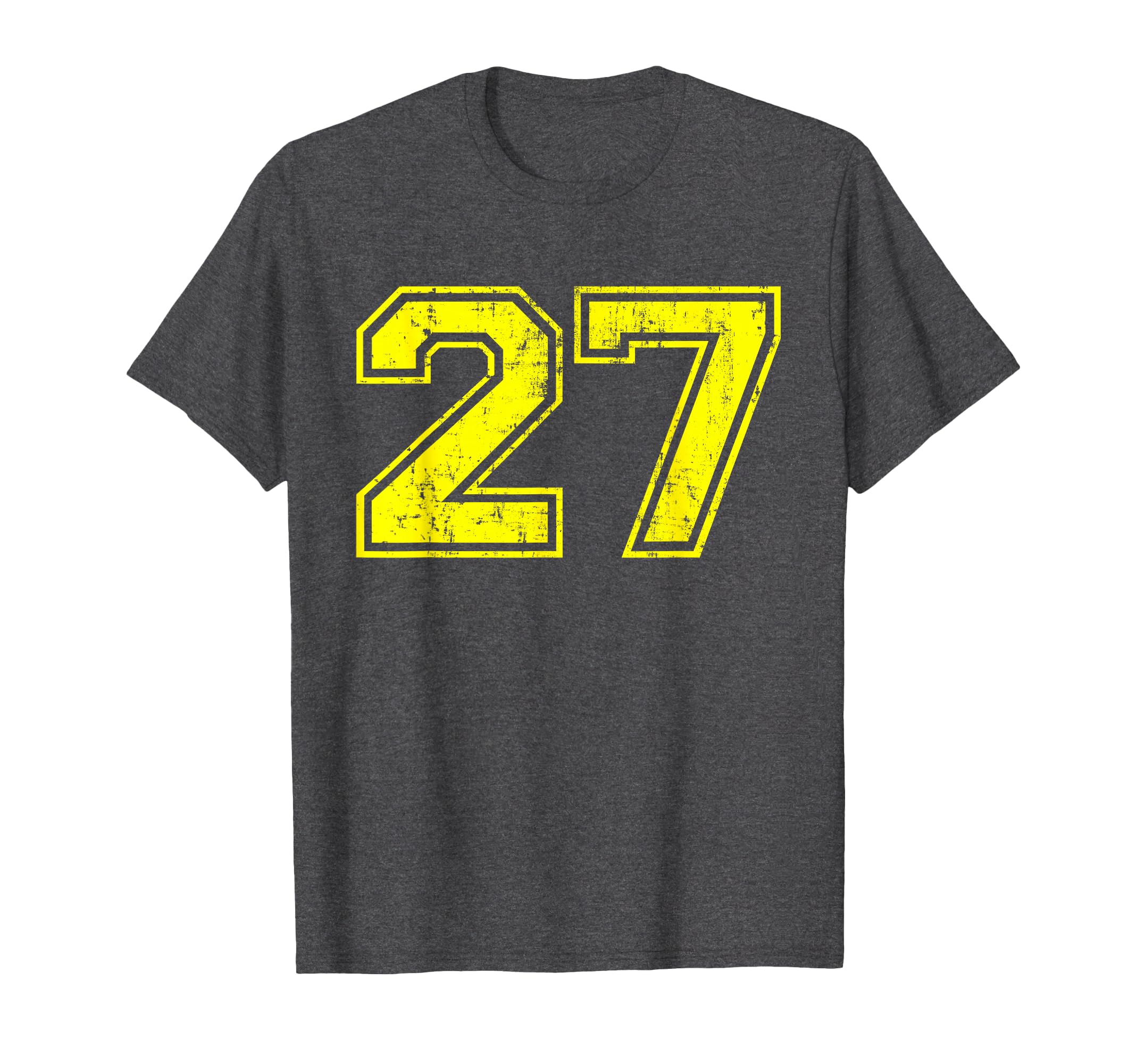 Number 27 Varsity Distressed Sport Team T-Shirt - Graphic Print for Adults - T-Shirt, Sweatshirt, Hoodie