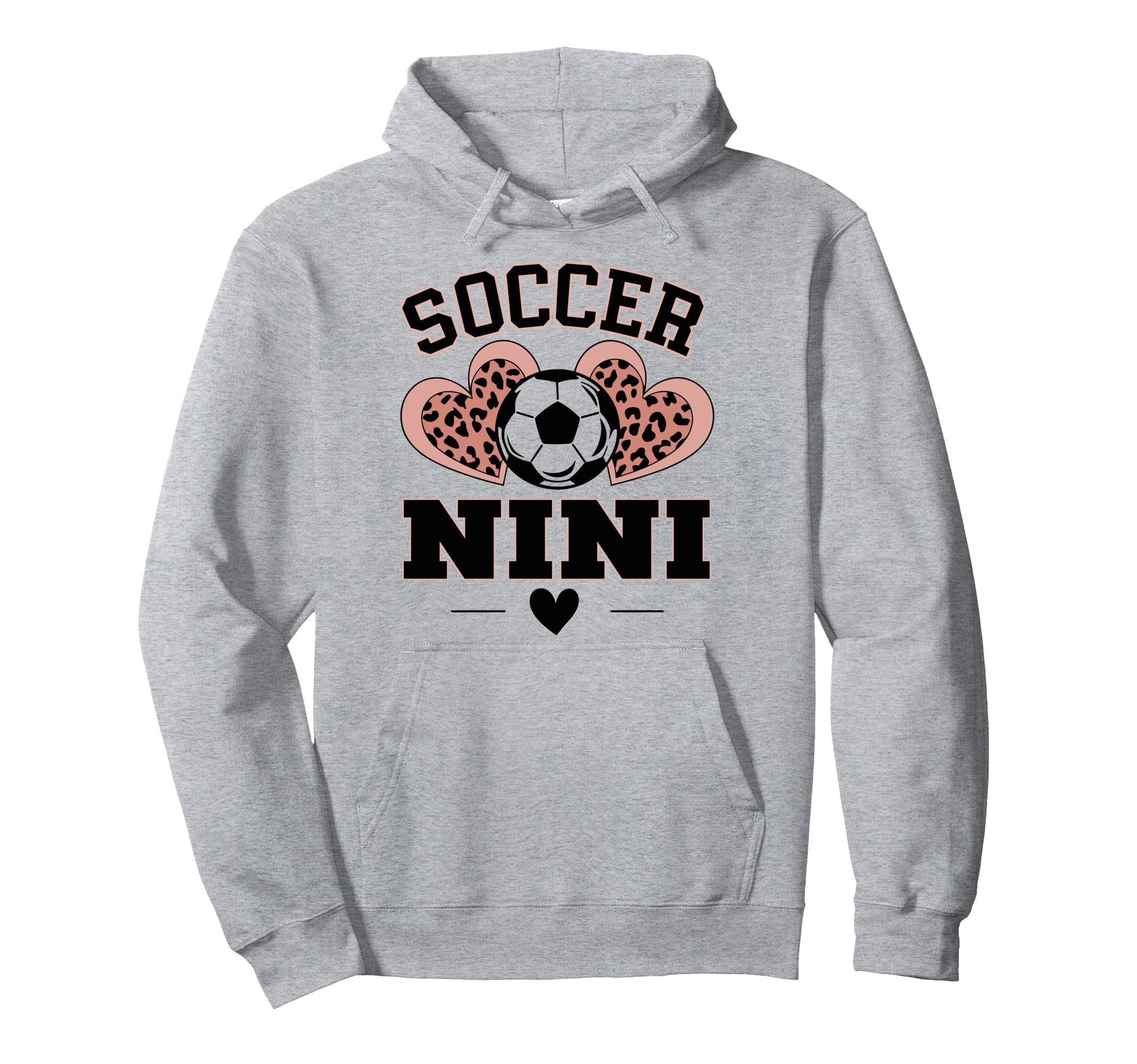 Soccer Nini Leopard Heart Soccer Ball Hoodie - Streetwear Style for Adults - T-Shirt, Sweatshirt, Hoodie