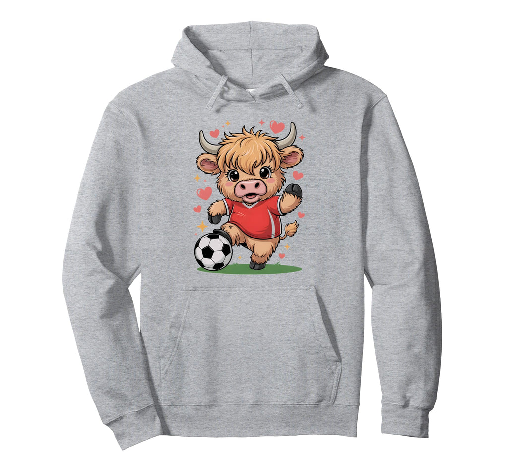 Kawaii Soccer Cow Just Who Loves Highland Hoodie - Minimalist Print Unisex - T-Shirt, Sweatshirt, Hoodie