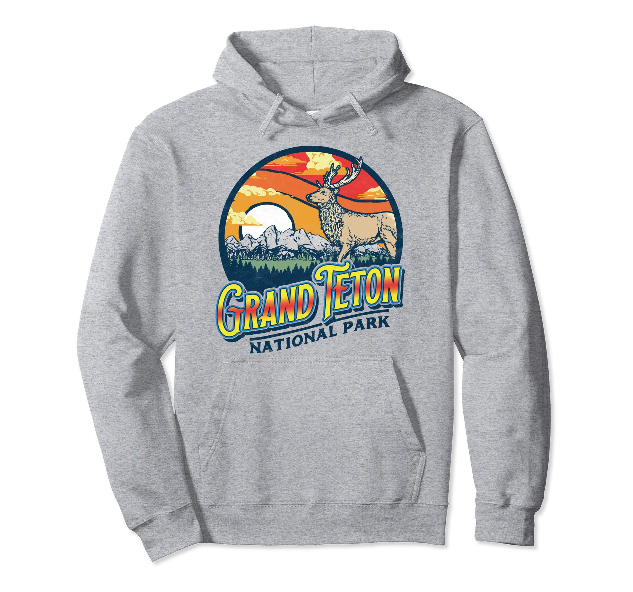 Grand Teton National Park 80S Elk Hoodie - Trendy Graphic for Adults - T-Shirt, Sweatshirt, Hoodie