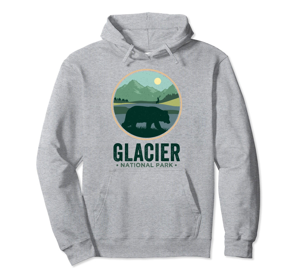 Glacier National Park Montana Camping Hoodie - Minimalist Print for Adults - T-Shirt, Sweatshirt, Hoodie