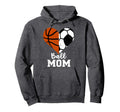 Ball Mom Heart Funny Soccer Basketball Hoodie - Aesthetic Graphic Unisex - T-Shirt, Sweatshirt, Hoodie