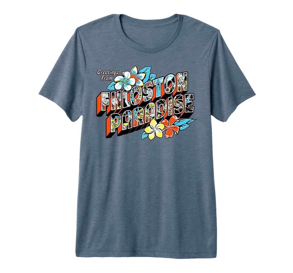 Greetings From Fhloston Paradise Postcard T-Shirt - Novelty Apparel Unisex - T-Shirt, Sweatshirt, Hoodie