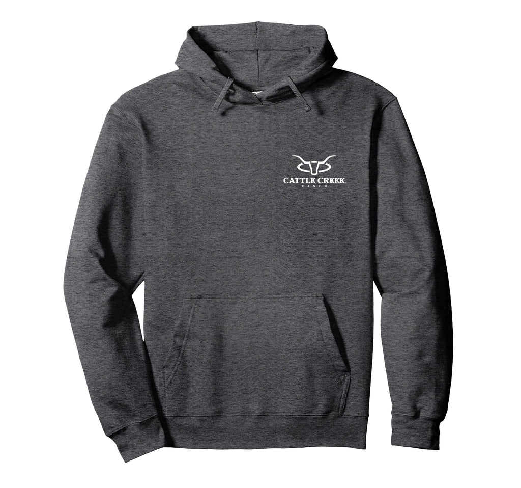 Cattle Creek Original White Logo Hoodie - Minimalist Print Unisex - T-Shirt, Sweatshirt, Hoodie