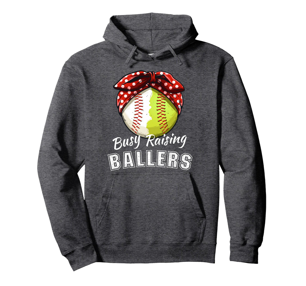 Busy Raising Ballers Funny Softball Hoodie - Aesthetic Graphic Men Women - T-Shirt, Sweatshirt, Hoodie
