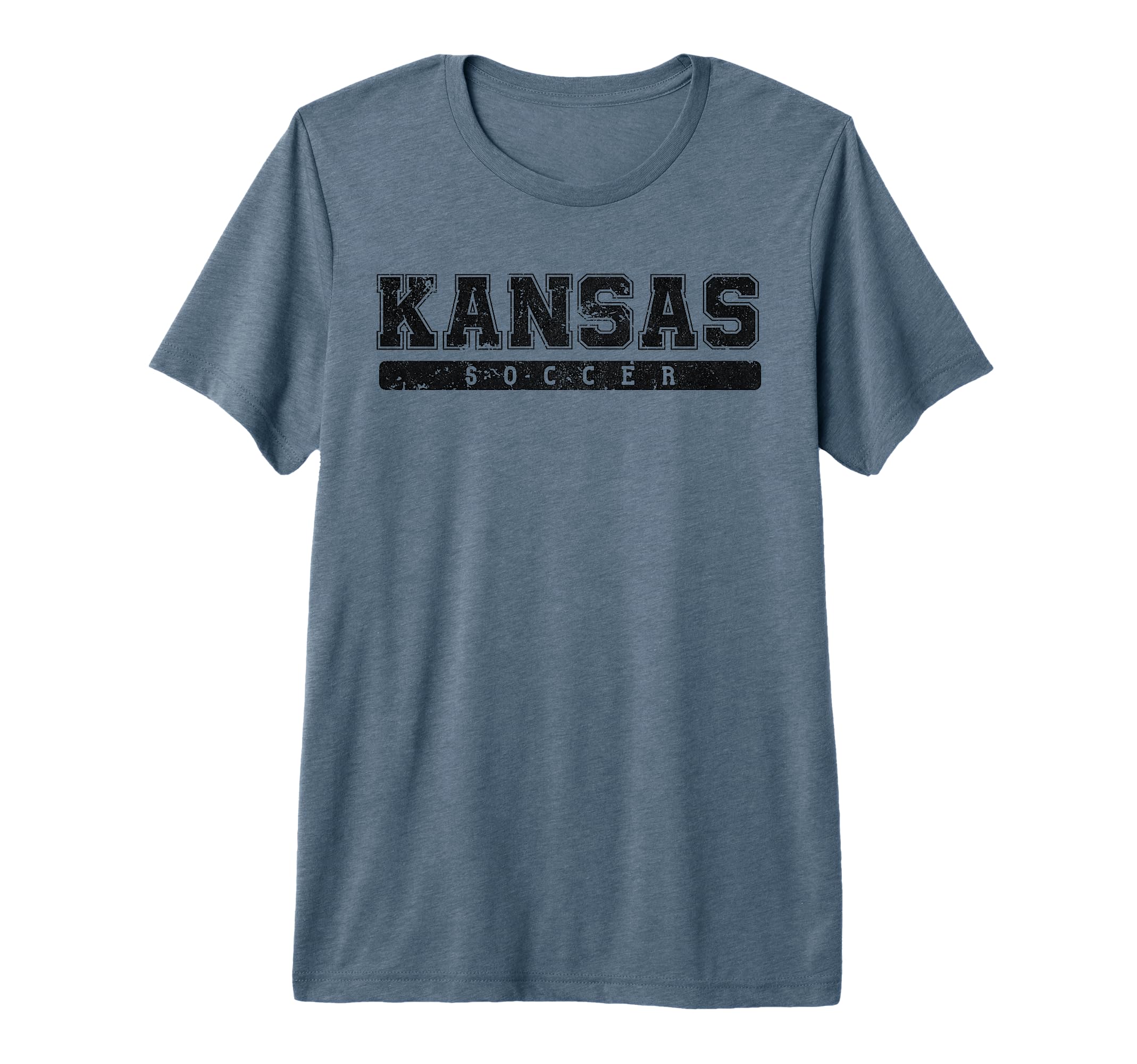 Kansas Soccer Black Text Tri Blend T-Shirt - Fun Novelty Design for Adults - T-Shirt, Sweatshirt, Hoodie