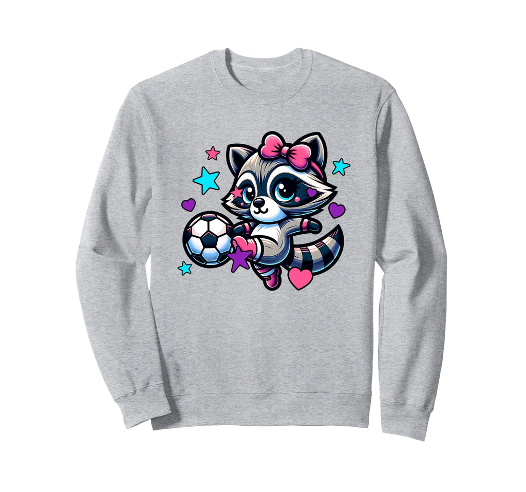Soccer Raccoon Coquette Bow Trendy And Sweatshirt - Custom Art Print Unisex - T-Shirt, Sweatshirt, Hoodie
