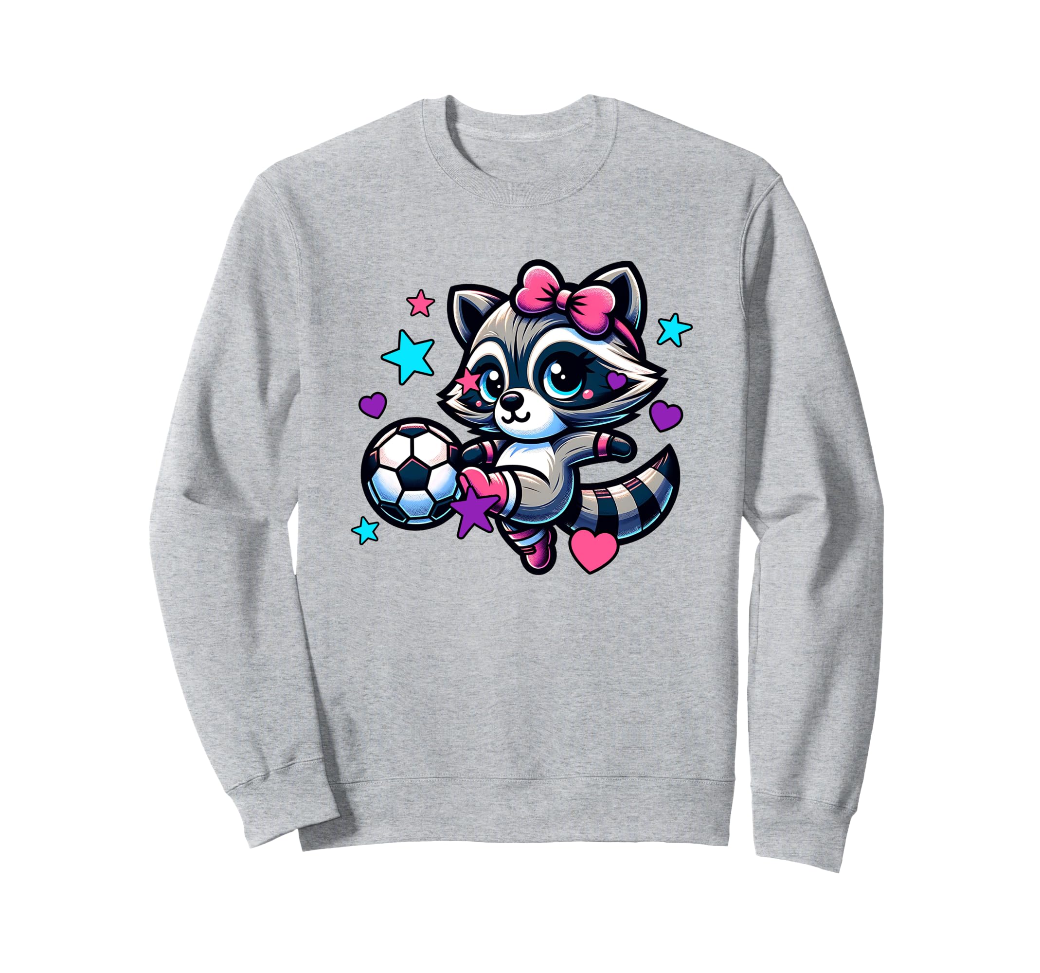 Soccer Raccoon Coquette Bow Sweatshirt - Fun Novelty Design Men Women - T-Shirt, Sweatshirt, Hoodie