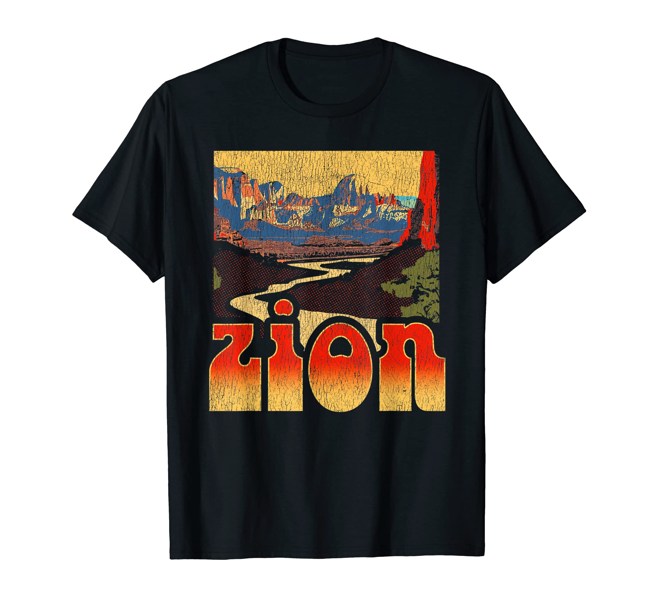 Zion National Park Distressed 90S T-Shirt - Fun Novelty Design Unisex - T-Shirt, Sweatshirt, Hoodie