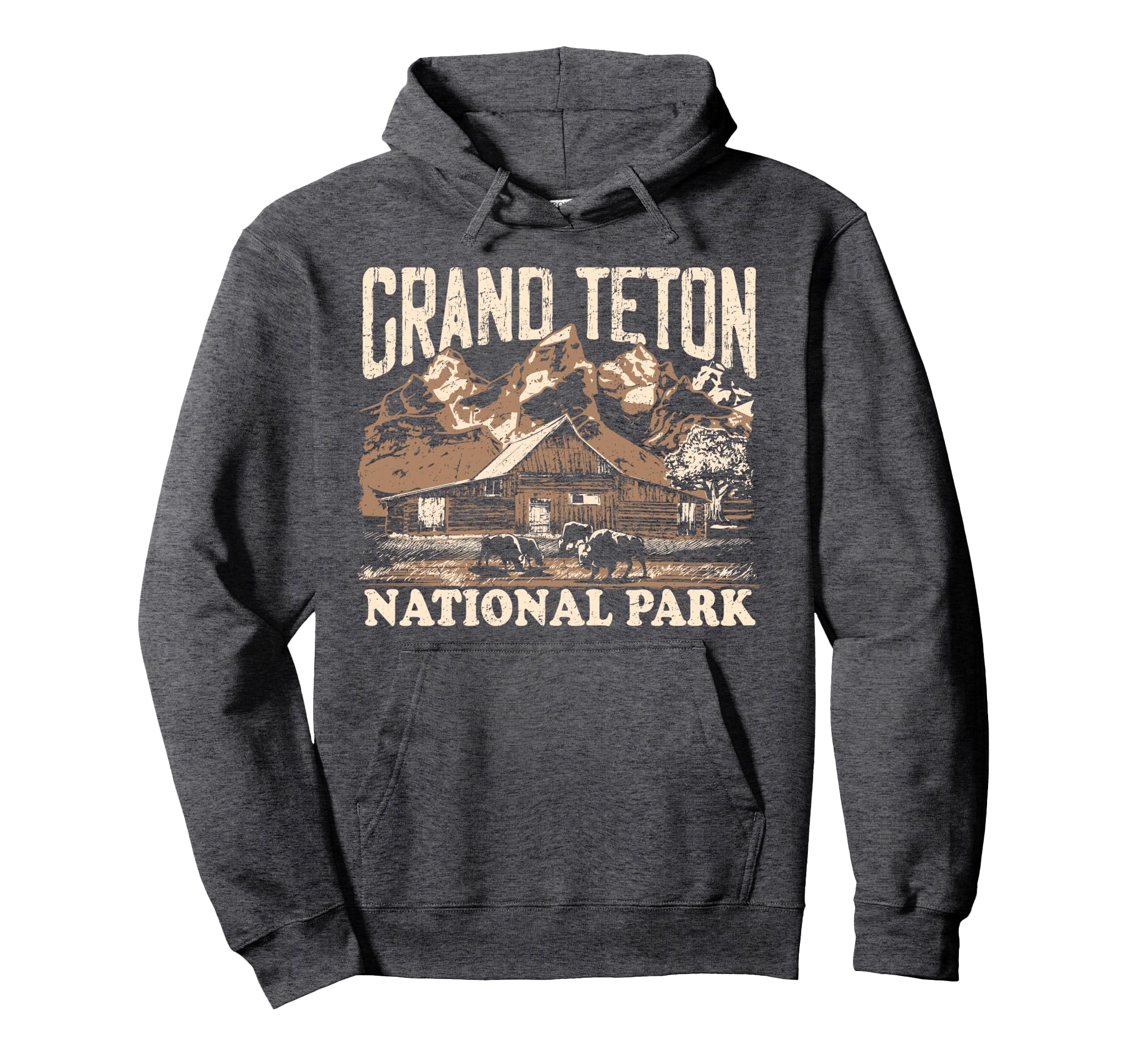 Grand Teton National Park Distressed Hoodie - Minimalist Print Unisex - T-Shirt, Sweatshirt, Hoodie