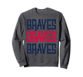 Braves Three Stripe Weathered Sweatshirt - Custom Art Print Unisex - T-Shirt, Sweatshirt, Hoodie