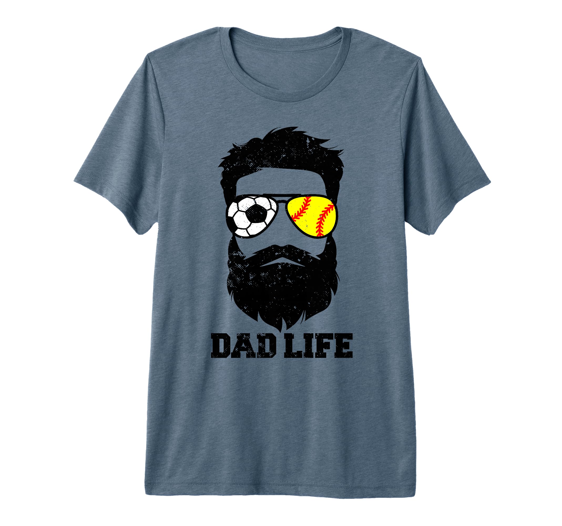 Mens Soccer Softball Dad Messy Hair T-Shirt - Graphic Print Men Women - T-Shirt, Sweatshirt, Hoodie