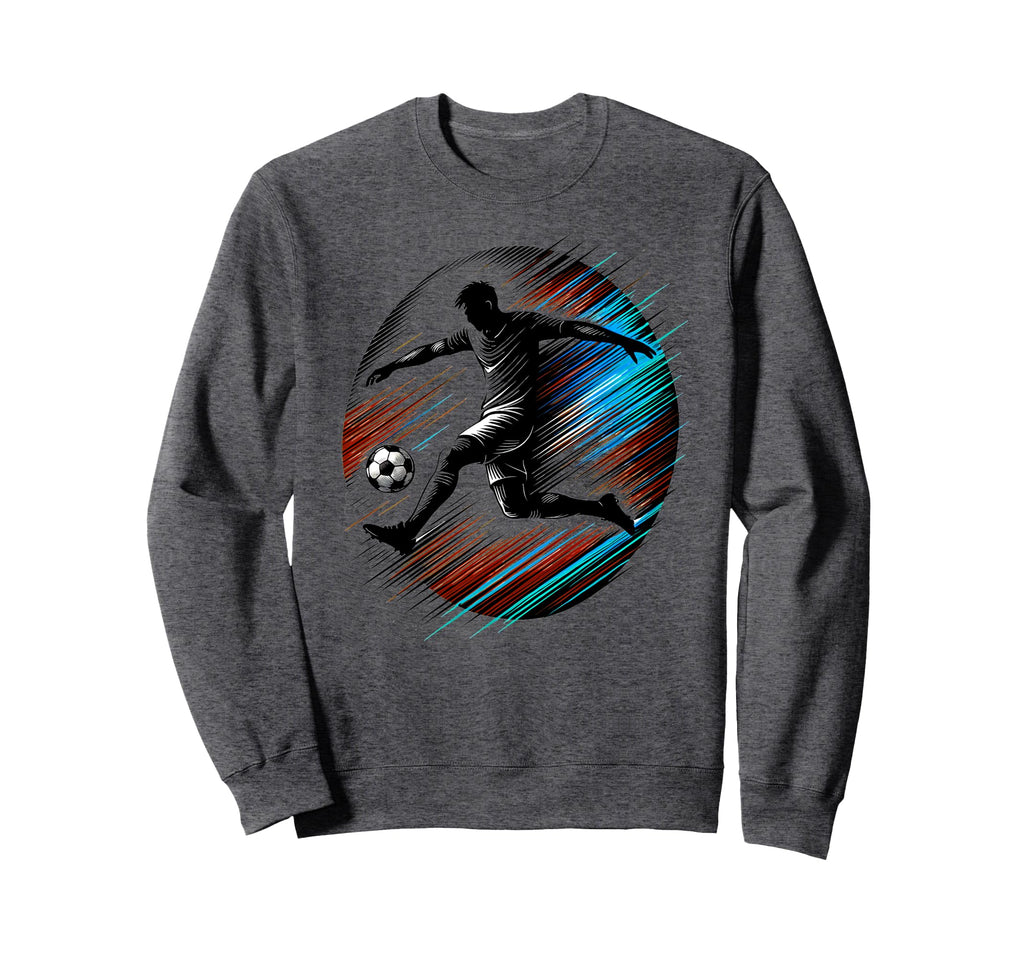 Dynamic Soccer Silhouette Mid Air Sweatshirt - Aesthetic Graphic Men Women - T-Shirt, Sweatshirt, Hoodie