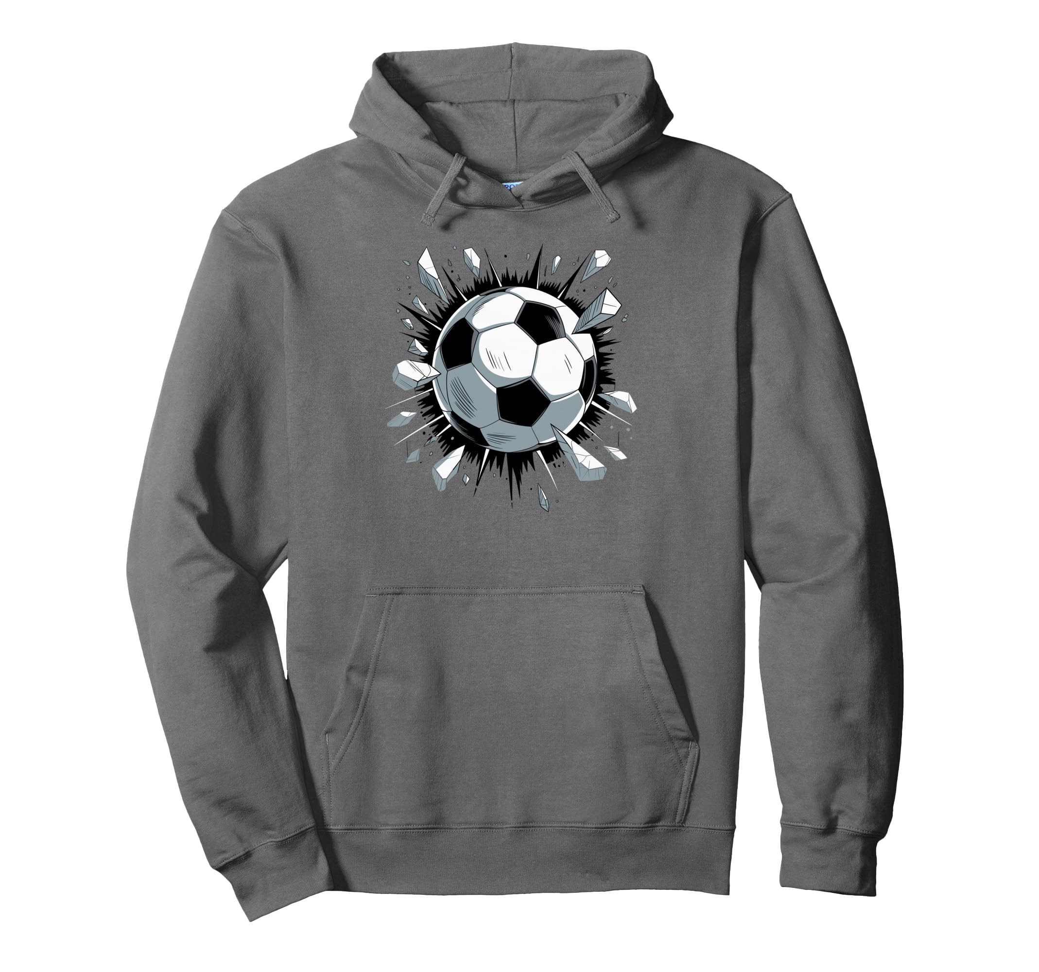 Soccer Ball Crashing Through Wall Hoodie - Aesthetic Graphic Unisex - T-Shirt, Sweatshirt, Hoodie