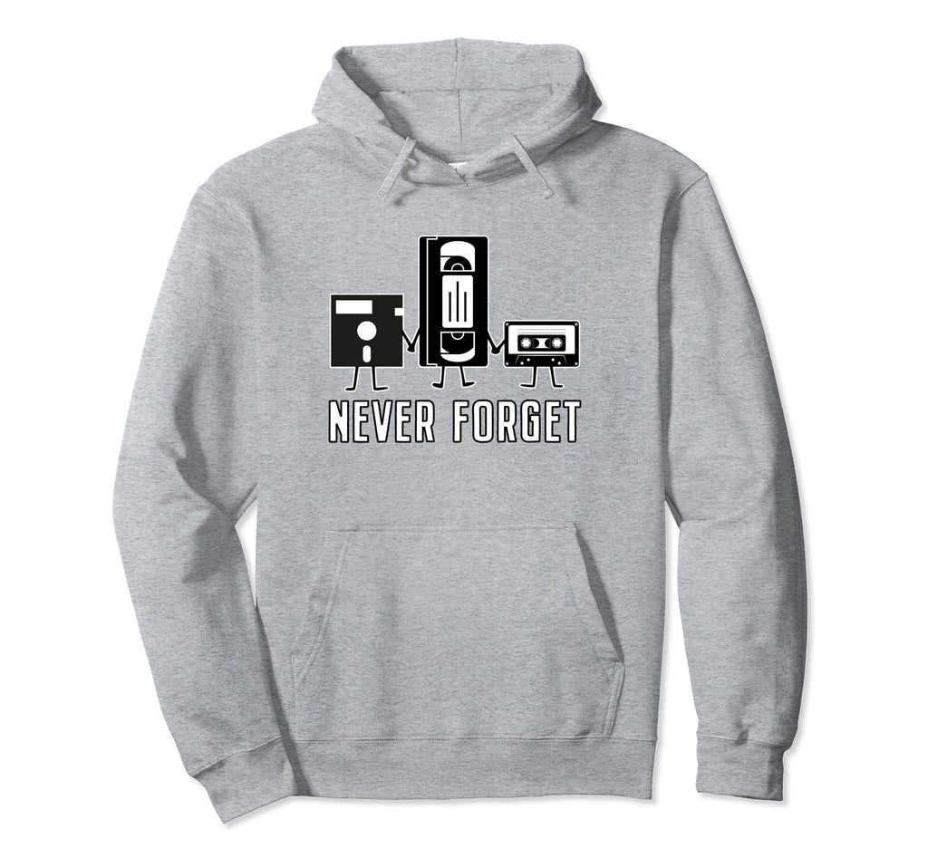 Never Forget Floppy Disk Vcr Tape Cassette Hoodie - Graphic Print Unisex - T-Shirt, Sweatshirt, Hoodie