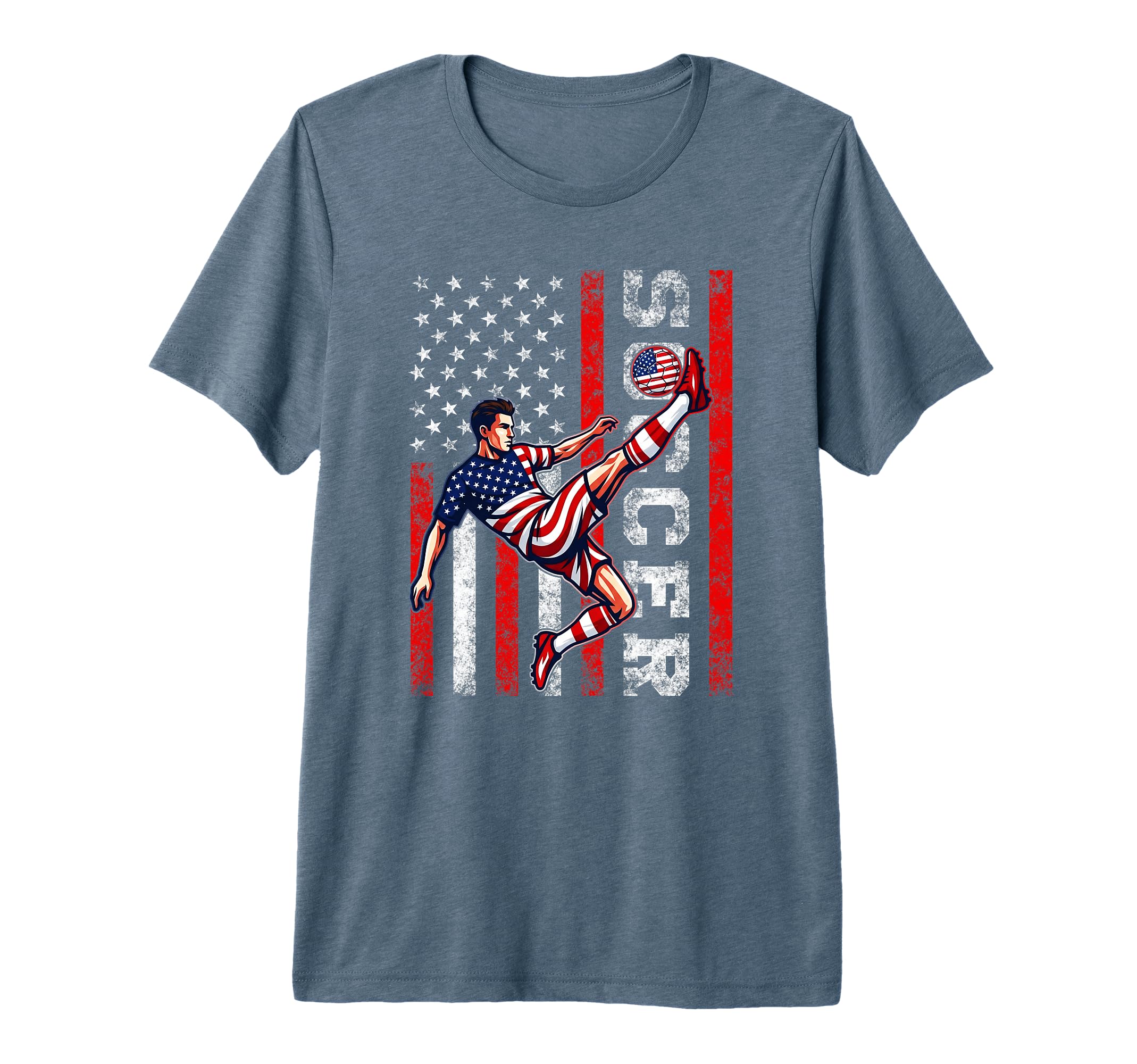 Patriotic Soccer Player American Flag T-Shirt - Novelty Apparel Unisex - T-Shirt, Sweatshirt, Hoodie