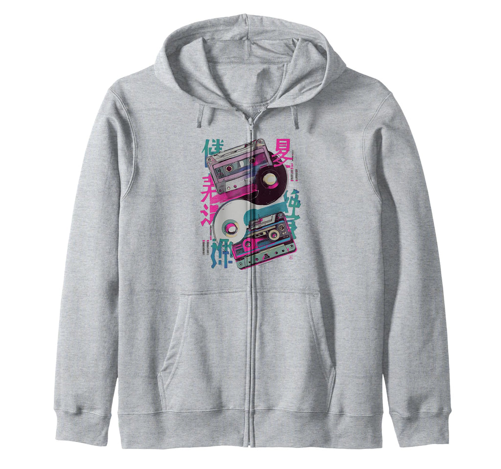 Old School Tokyo Cassette Tape Yin Hoodie - Fun Novelty Design Men Women - T-Shirt, Sweatshirt, Hoodie