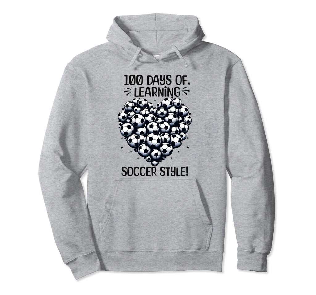 100 Days School Soccer Heart Love Hoodie - Novelty Apparel for Adults - T-Shirt, Sweatshirt, Hoodie