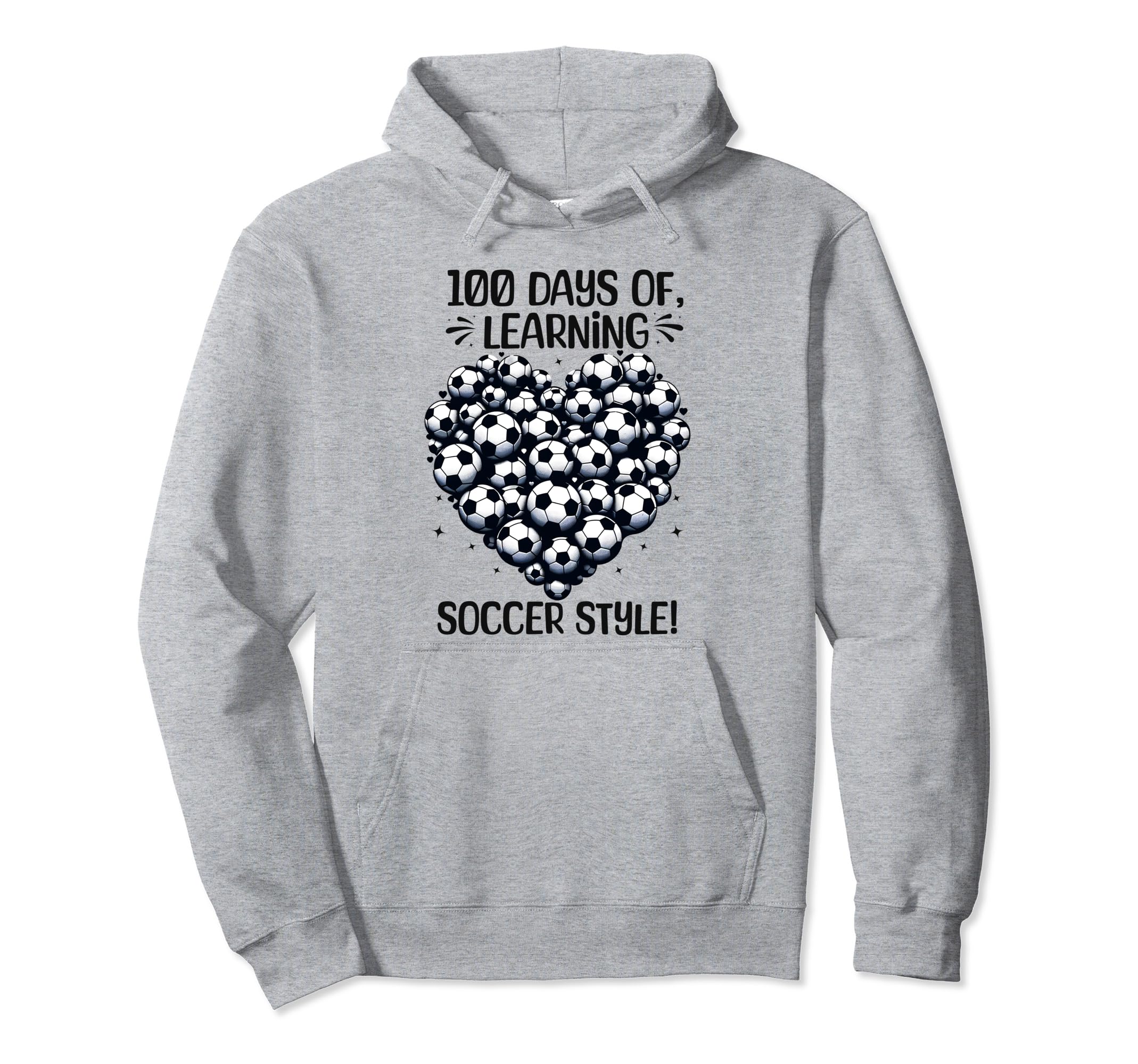 100 Days School Soccer Heart Love Hoodie - Novelty Apparel for Adults - T-Shirt, Sweatshirt, Hoodie