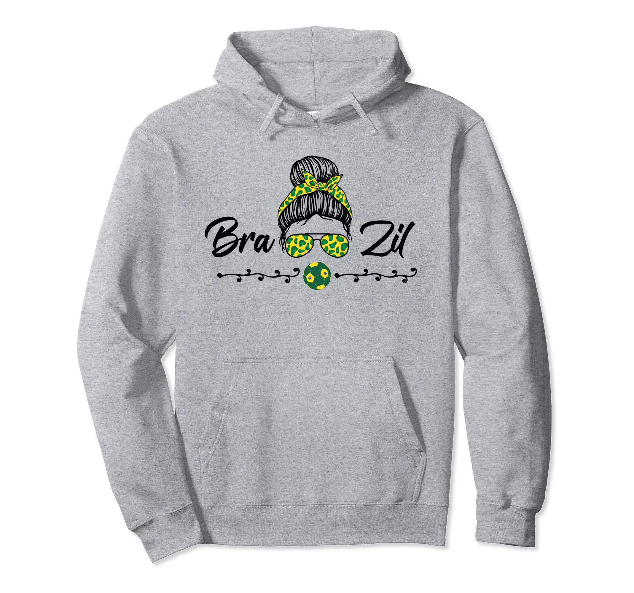 Futbol Messy Bun Brazilians Brazil Hoodie - Aesthetic Graphic Men Women - T-Shirt, Sweatshirt, Hoodie