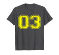 Number 03 Three Varsity Distressed Sport T-Shirt - Novelty Apparel Unisex - T-Shirt, Sweatshirt, Hoodie