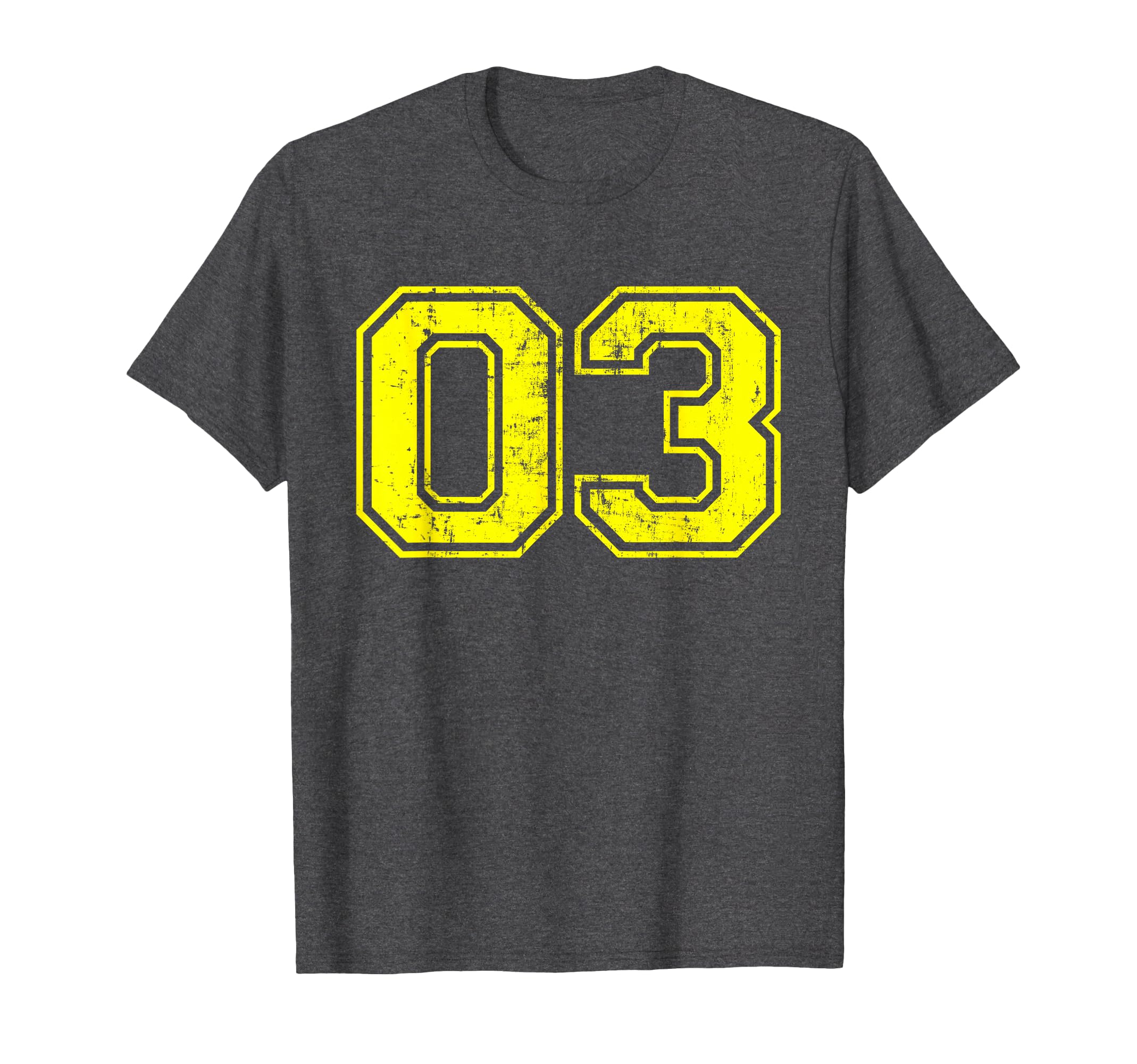 Number 03 Three Varsity Distressed Sport T-Shirt - Novelty Apparel Unisex - T-Shirt, Sweatshirt, Hoodie