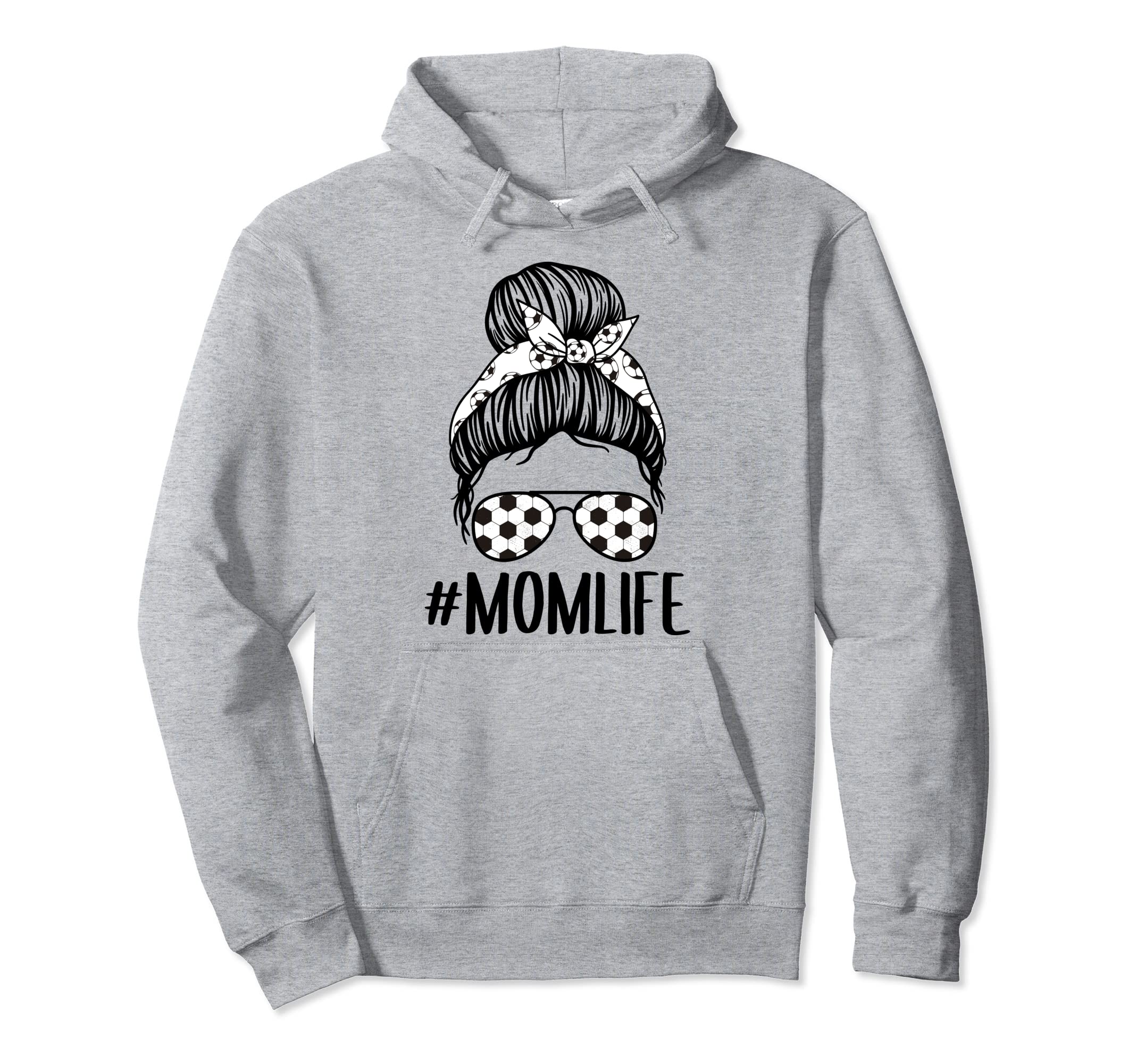 Momlife Messy Bun Soccer Mom Bandana Hoodie - Fun Novelty Design Unisex - T-Shirt, Sweatshirt, Hoodie