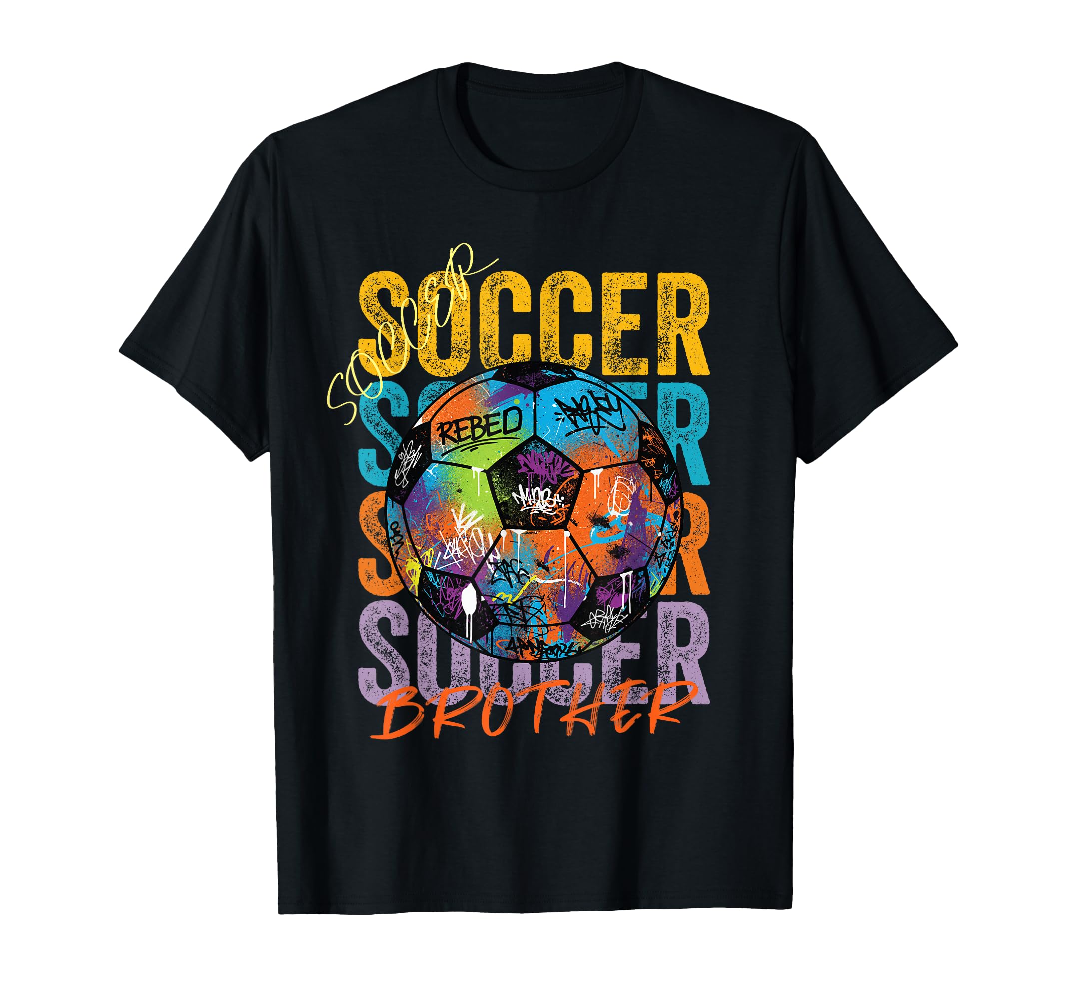 Colorful Soccer Brother Ball Distressed T-Shirt - Graphic Print Unisex - T-Shirt, Sweatshirt, Hoodie