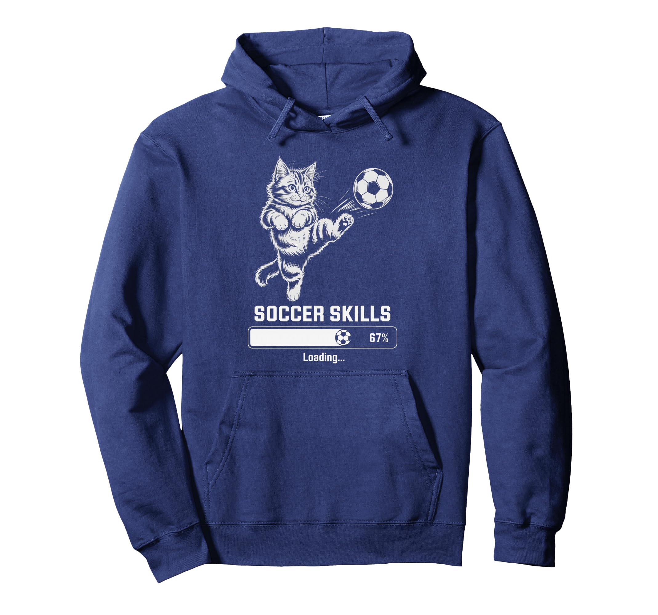 Funny Cat Soccer Skills Loading Kitty Hoodie - Graphic Print for Adults - T-Shirt, Sweatshirt, Hoodie