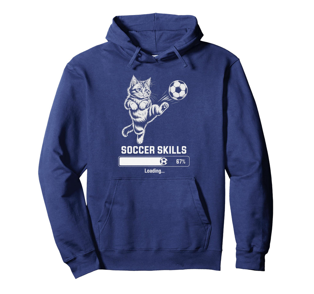 Funny Cat Soccer Skills Loading Kitty Hoodie - Trendy Graphic for Adults - T-Shirt, Sweatshirt, Hoodie