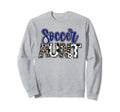 Soccer Aunt Leopard Blue Soccer Auntie Sweatshirt - Trendy Graphic Unisex - T-Shirt, Sweatshirt, Hoodie