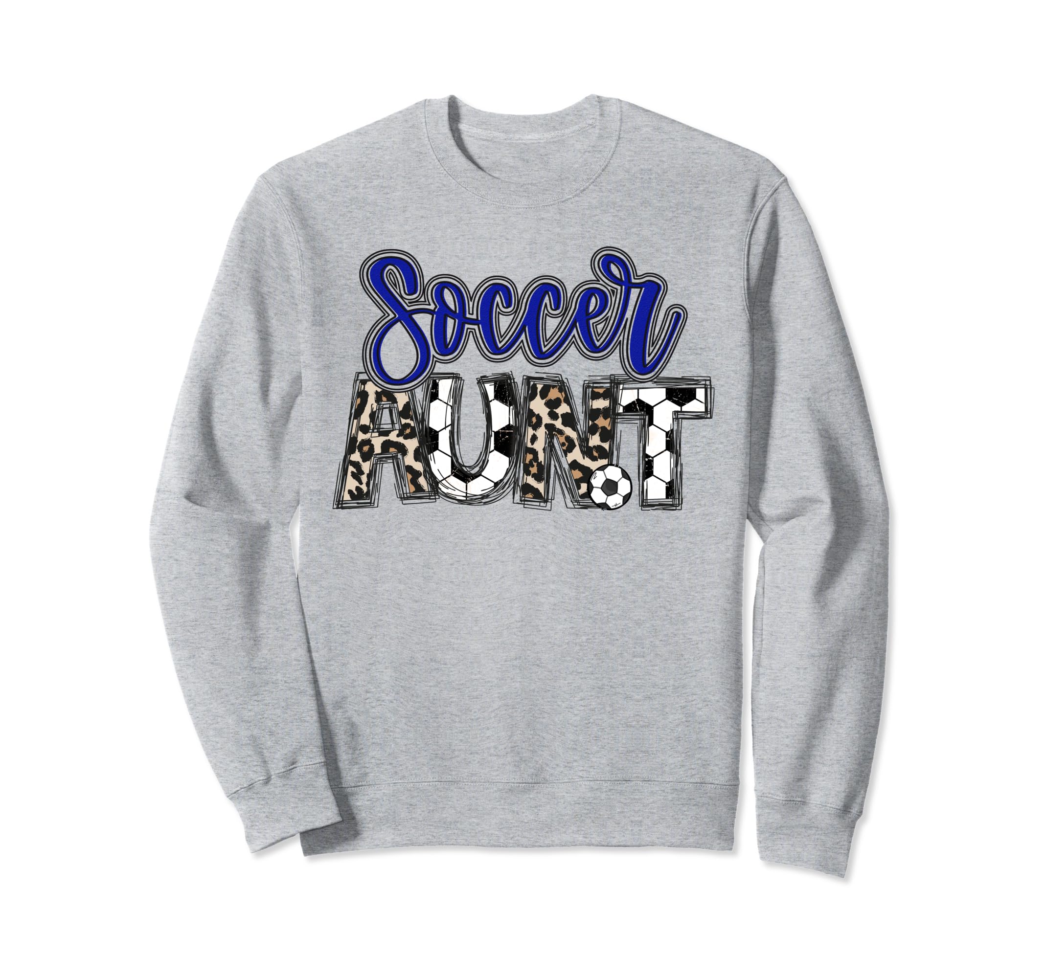 Soccer Aunt Leopard Blue Soccer Auntie Sweatshirt - Trendy Graphic Unisex - T-Shirt, Sweatshirt, Hoodie