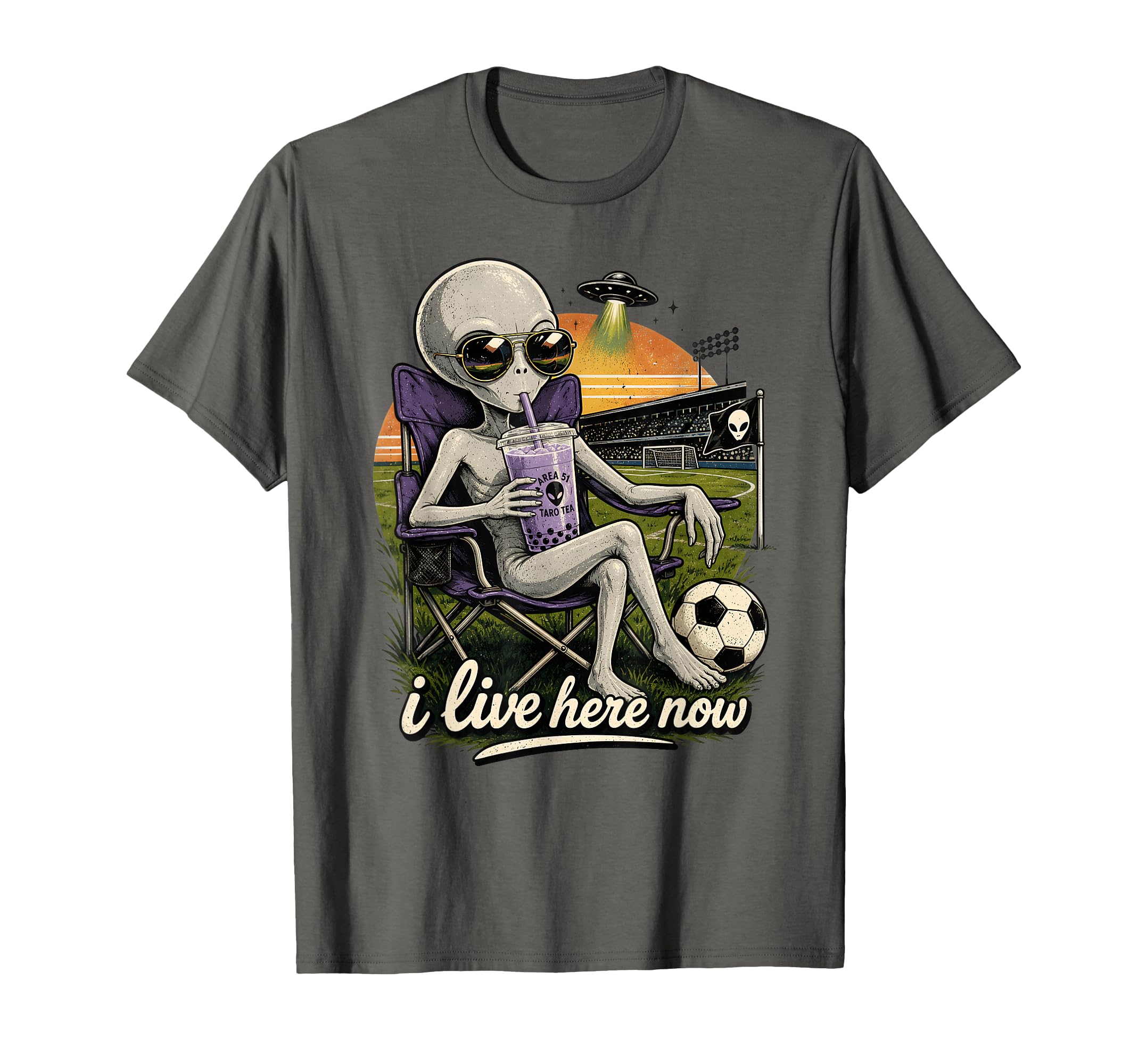 Funny Ufo Alien Soccer Field I Live T-Shirt - Streetwear Style Men Women - T-Shirt, Sweatshirt, Hoodie