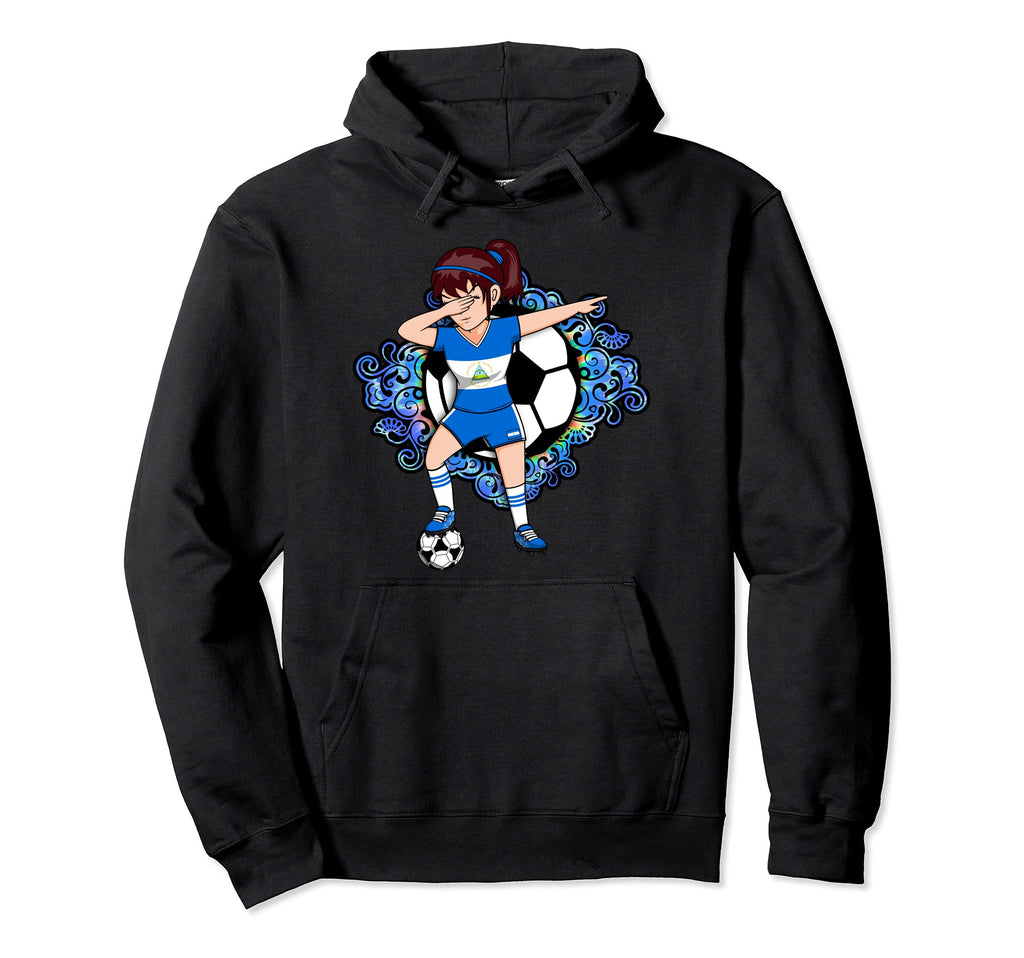 Dabbing Soccer Nicaragua Jersey Floral Hoodie - Unique Graphic for Adults - T-Shirt, Sweatshirt, Hoodie