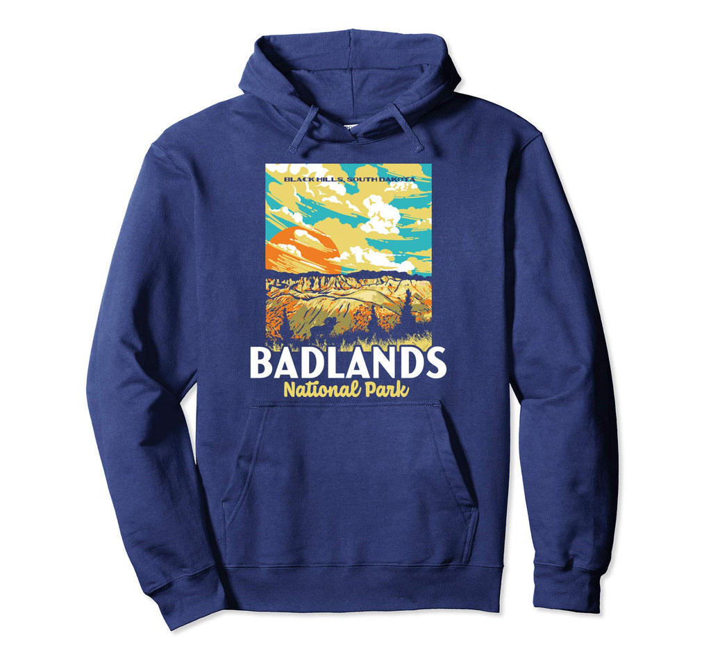Badlands National Park South Dakota Wpa Hoodie - Graphic Print Men Women - T-Shirt, Sweatshirt, Hoodie
