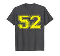 Number 52 Varsity Distressed Sport Team T-Shirt - Minimalist Print Unisex - T-Shirt, Sweatshirt, Hoodie