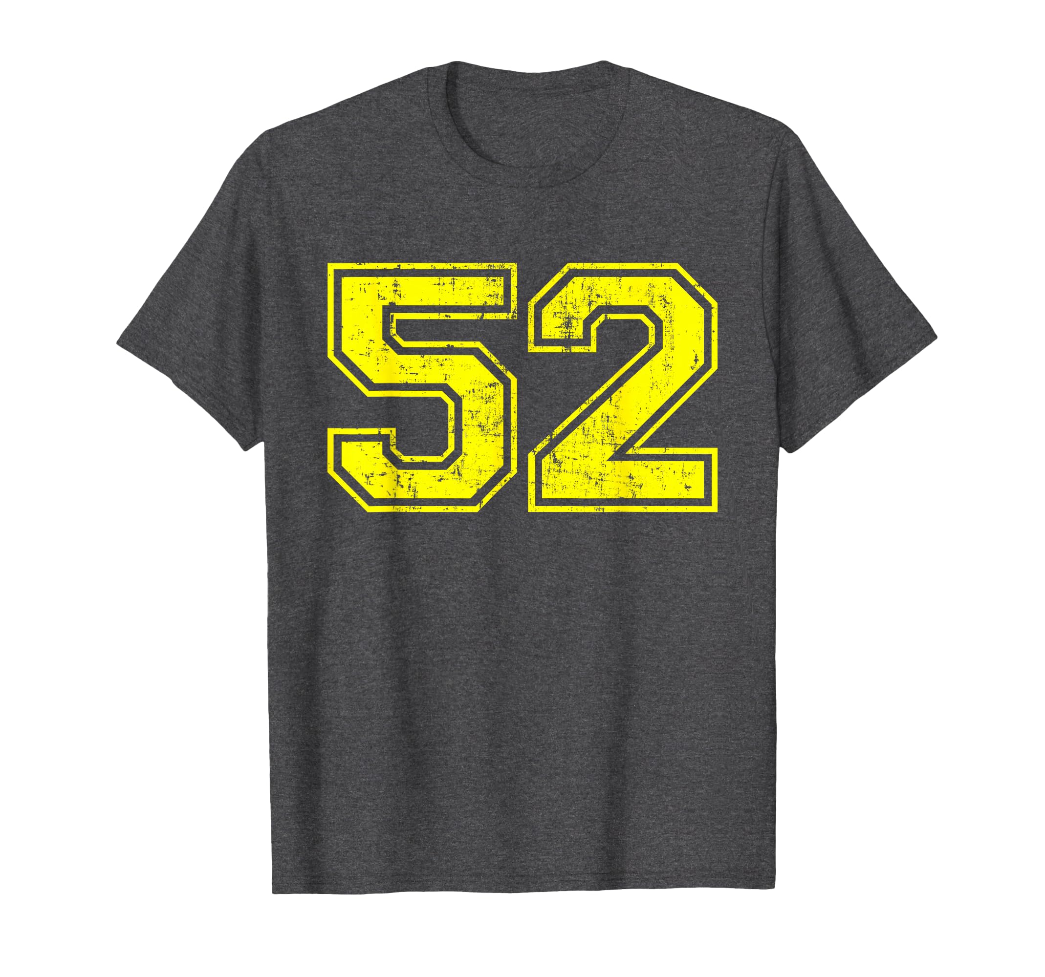 Number 52 Varsity Distressed Sport Team T-Shirt - Minimalist Print Unisex - T-Shirt, Sweatshirt, Hoodie