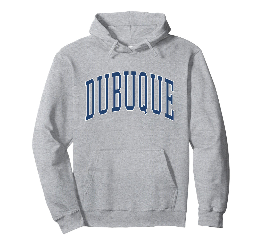 Dubuque Iowa Collegiate Grey Hoodie - Graphic Print for Adults - T-Shirt, Sweatshirt, Hoodie