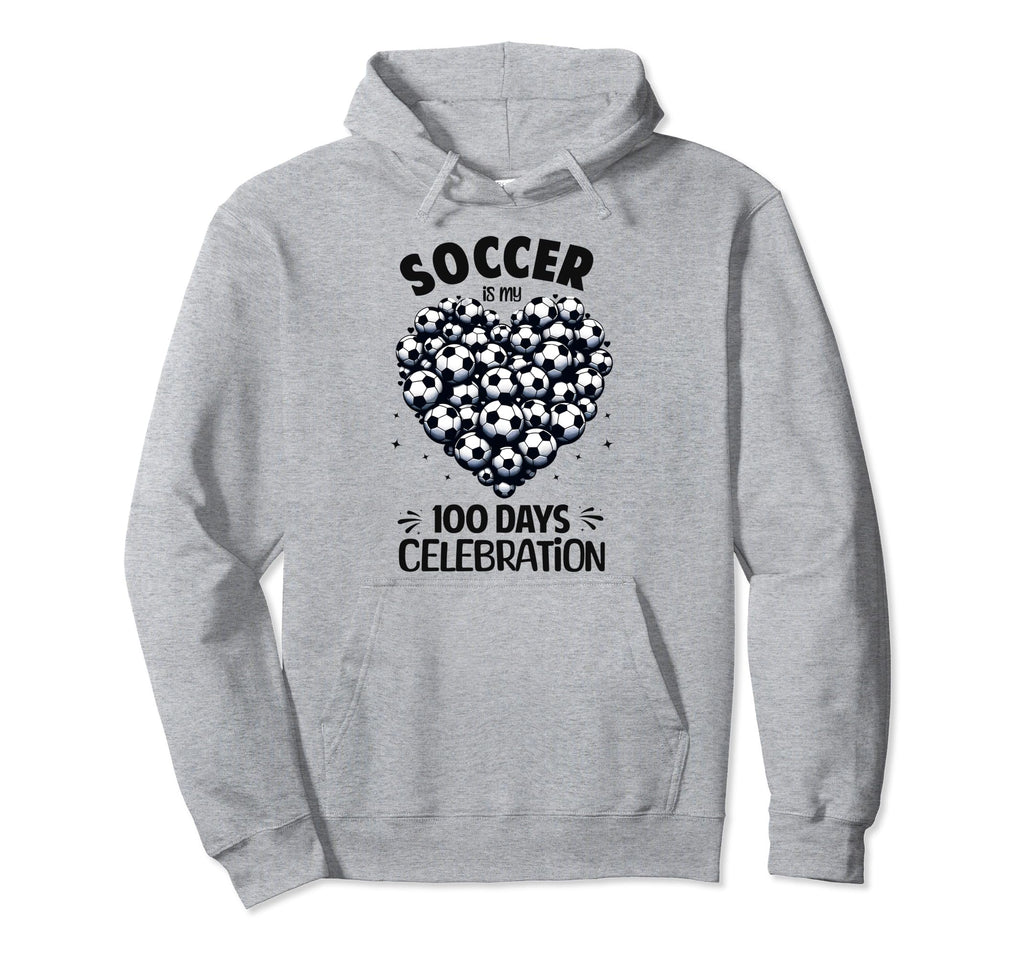 100 Days School Soccer Heart Love Hoodie - Aesthetic Graphic Men Women - T-Shirt, Sweatshirt, Hoodie