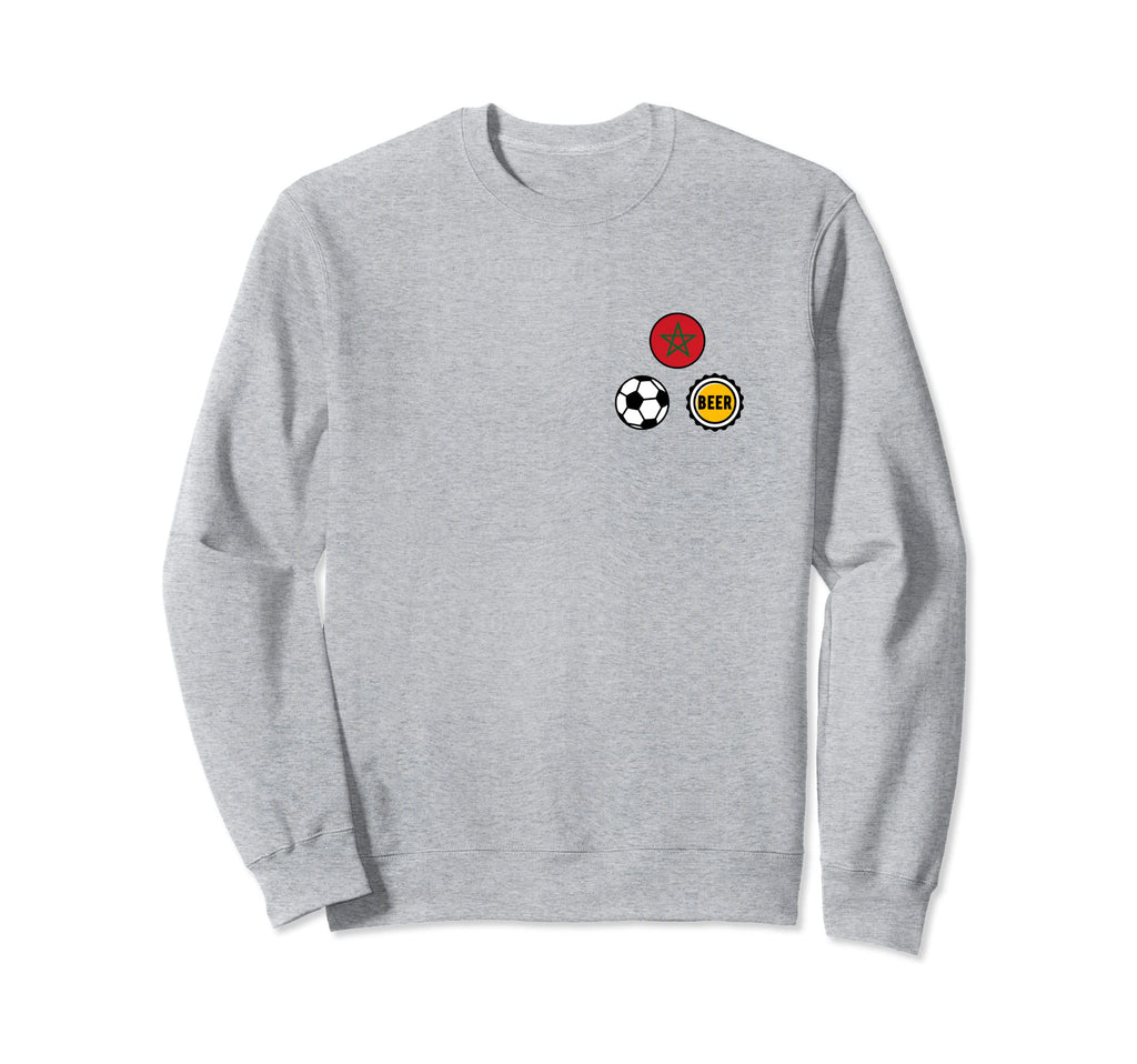 Morocco Flag Soccer Beer Pocket Sweatshirt - Graphic Print for Adults - T-Shirt, Sweatshirt, Hoodie