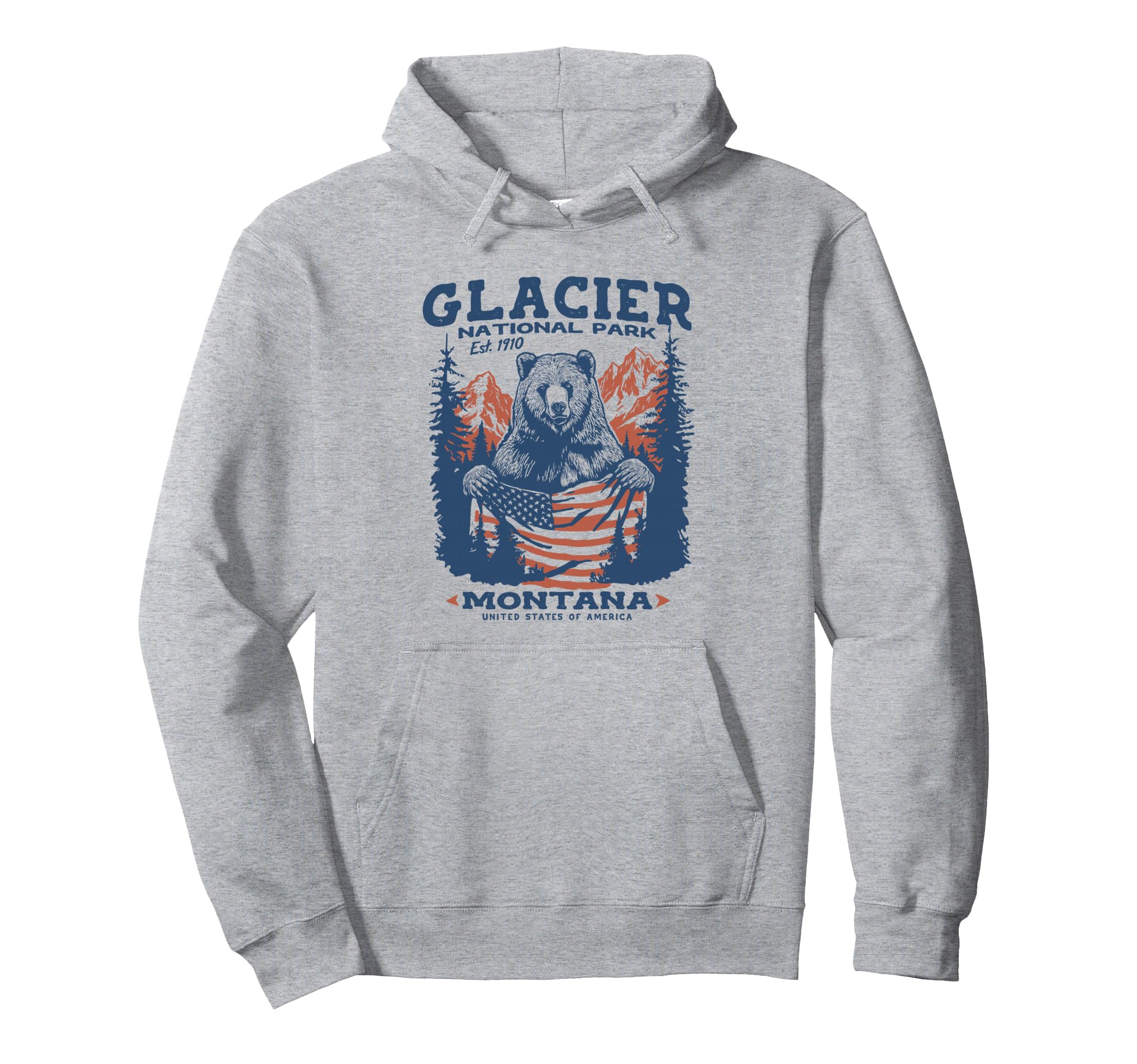 Patriotic Glacier Park Bear Flag Hoodie - Streetwear Style for Adults - T-Shirt, Sweatshirt, Hoodie