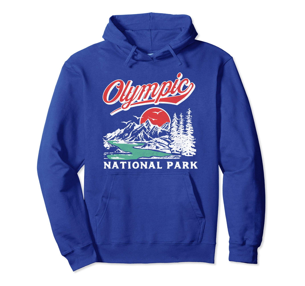 Olympic National Park 80S Mountains Hoodie - Novelty Apparel for Adults - T-Shirt, Sweatshirt, Hoodie
