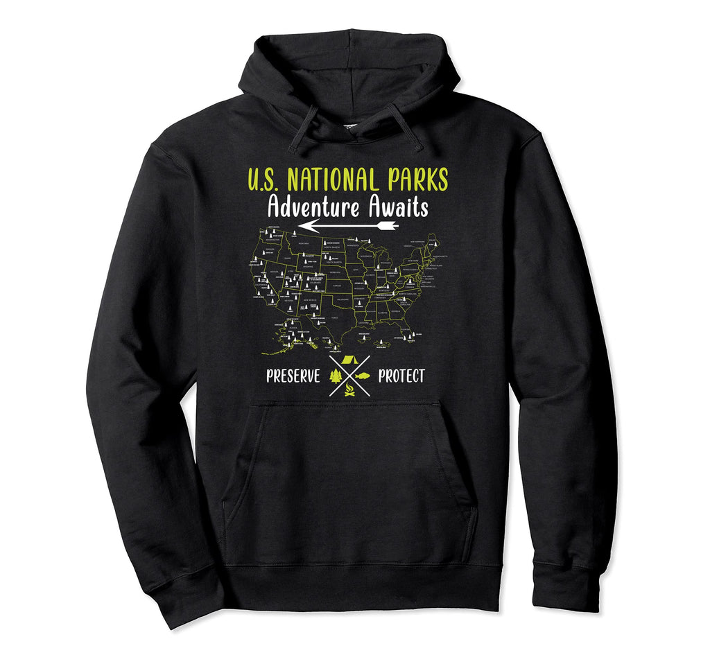 National Park 63 National Parks Map Hoodie - Graphic Print Men Women - T-Shirt, Sweatshirt, Hoodie