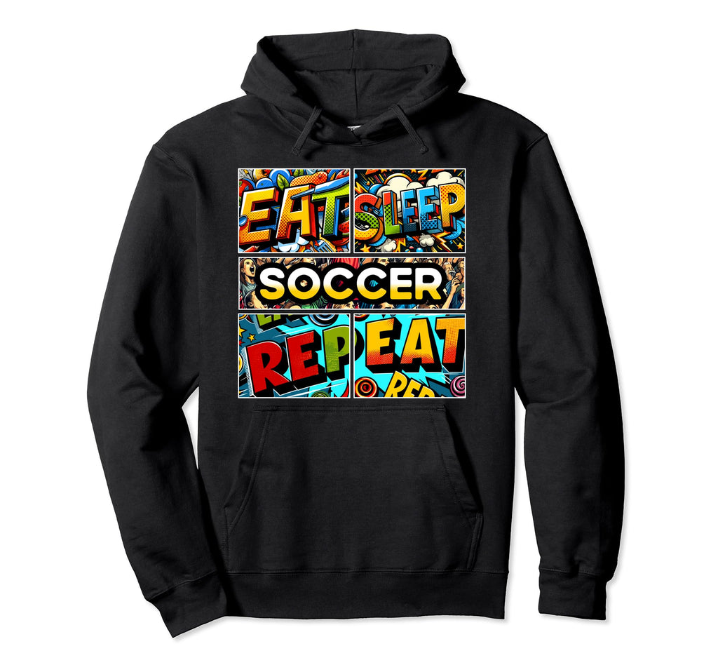 Eat Sleep Soccer Repeat Hoodie - Minimalist Print for Adults - T-Shirt, Sweatshirt, Hoodie