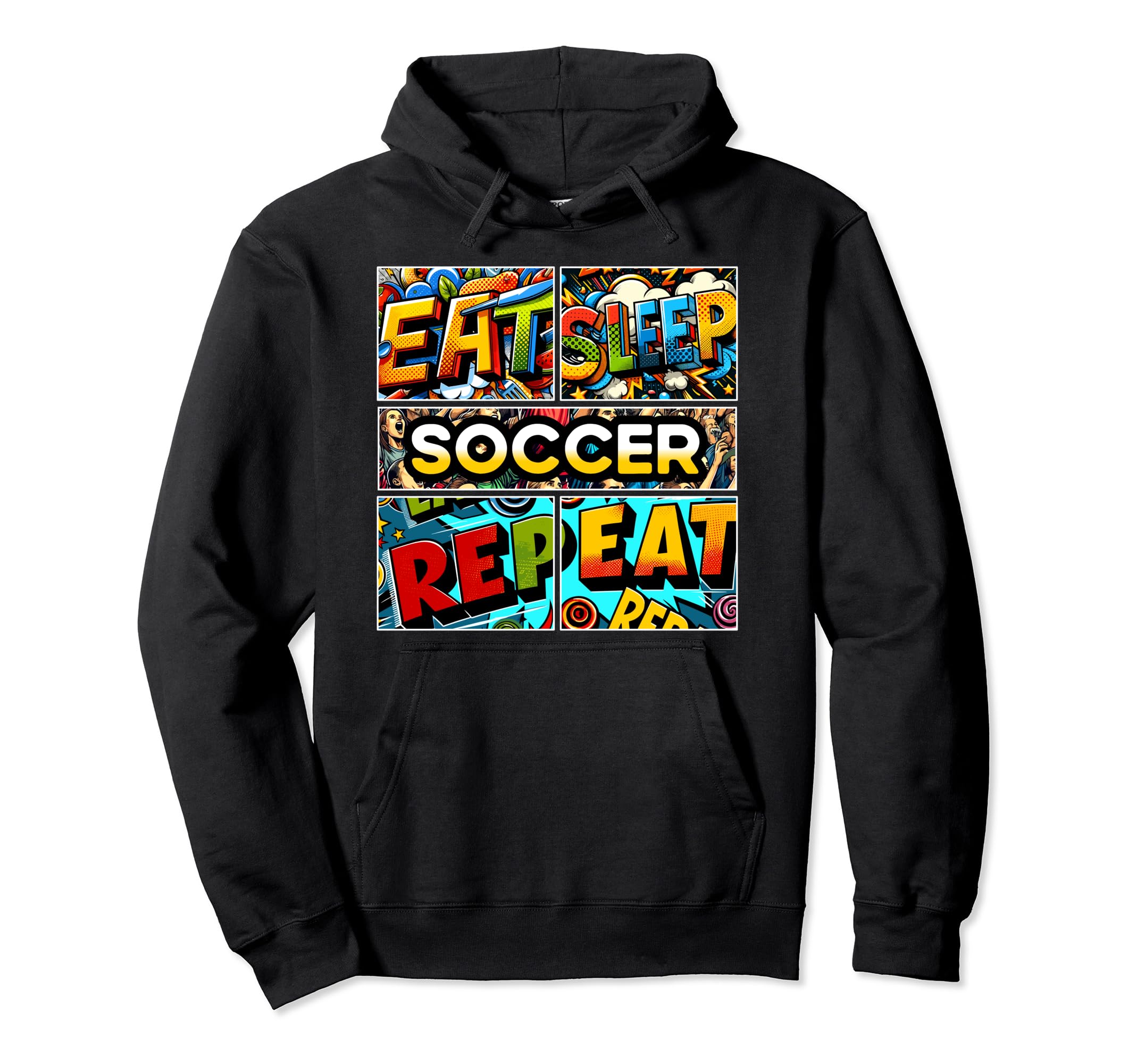 Eat Sleep Soccer Repeat Hoodie - Minimalist Print for Adults - T-Shirt, Sweatshirt, Hoodie