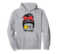 Mom Life Messy Bun Hair Funny Softball Hoodie - Unique Graphic Men Women - T-Shirt, Sweatshirt, Hoodie