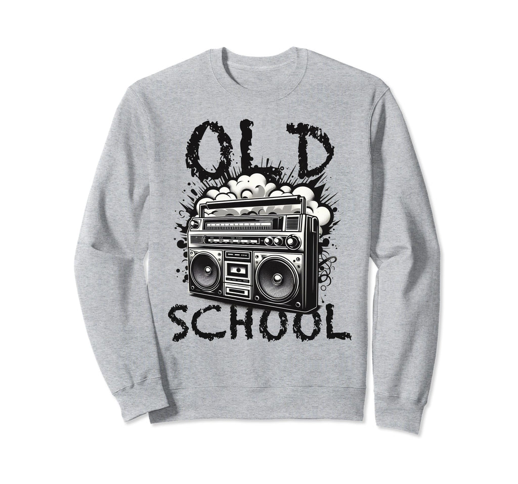 Old School Boombox Black White Hip Sweatshirt - Trendy Graphic for Adults - T-Shirt, Sweatshirt, Hoodie