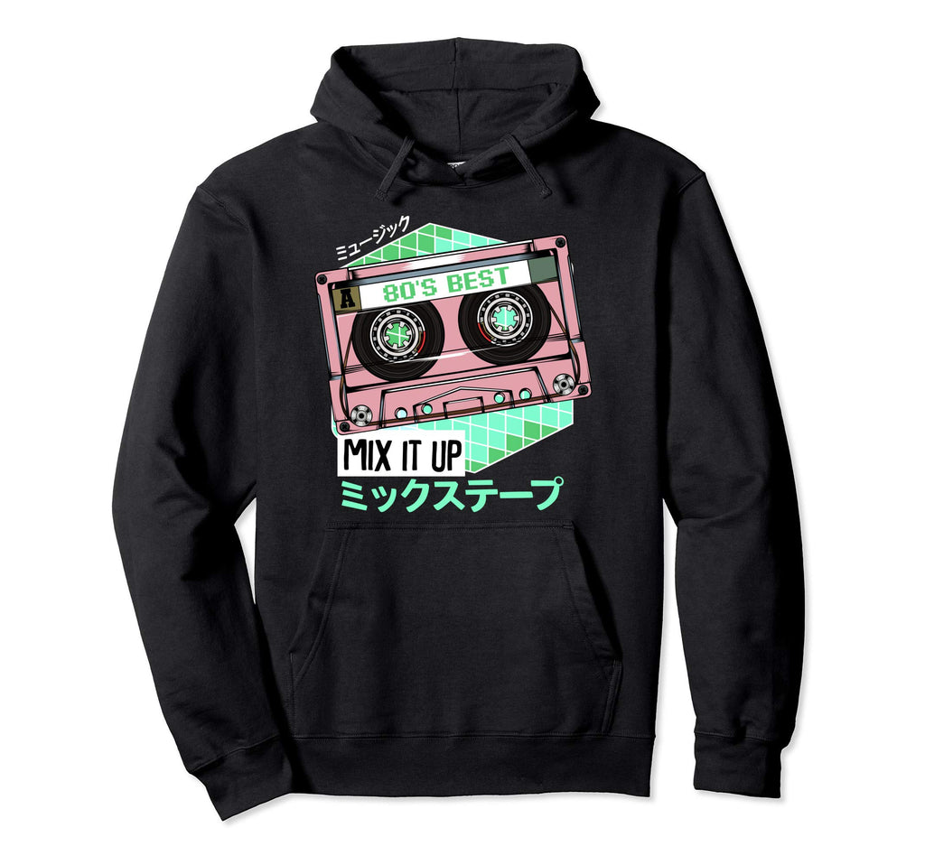 Mixtape 80S Japanese Otaku Cassette Tape Hoodie - Graphic Print for Adults - T-Shirt, Sweatshirt, Hoodie